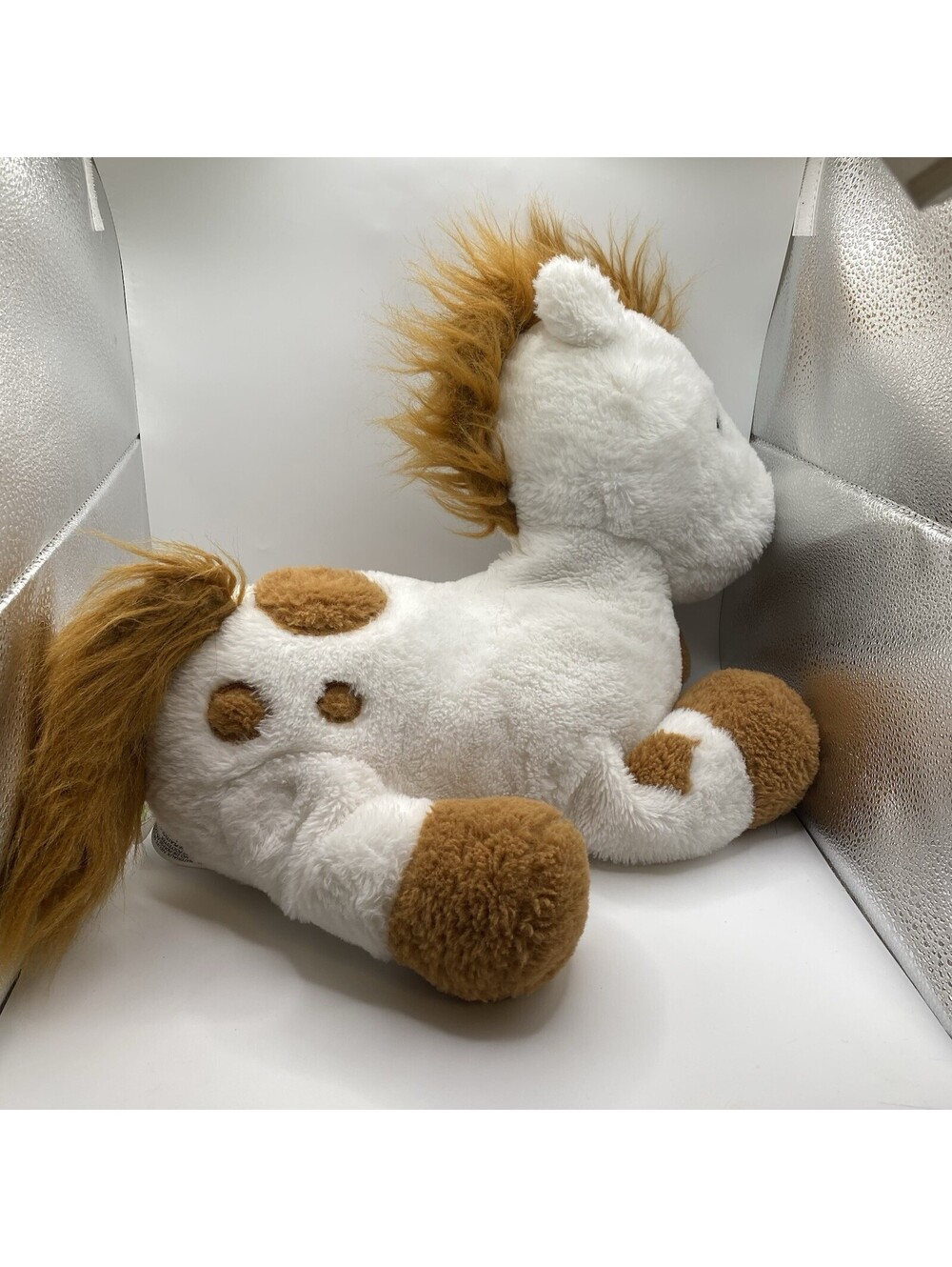 Animal Adventure Pinto Horse Plush Stuffed Animal White Brown Spots Abt 18" - Picture 3 of 9
